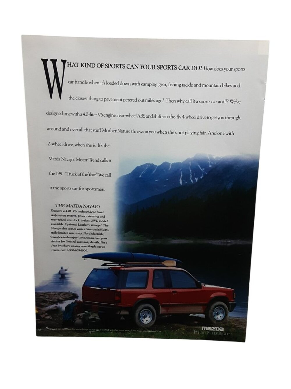 1991 Mazda Navajo SUV Print Ad 4x4 Truck Of The Year Vintage Advertising